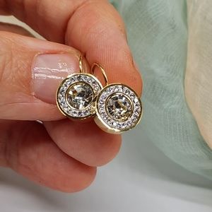 Lightweight 14K Gold plated Hypoallergic Swarovski Earrings Diamond Cut